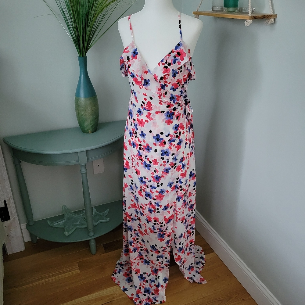 Express floral wrap maxi dress